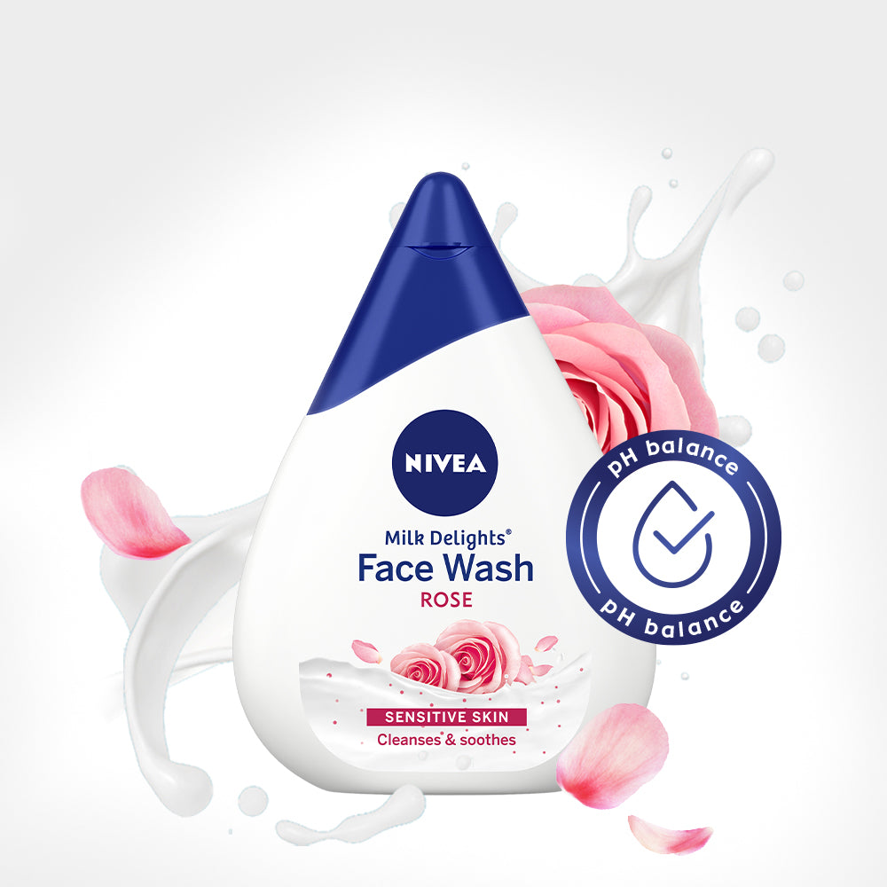 Nivea Milk Delights Face wash with Rose for Sensitive Skin, ph balanced for Gentle cleansing & soothing