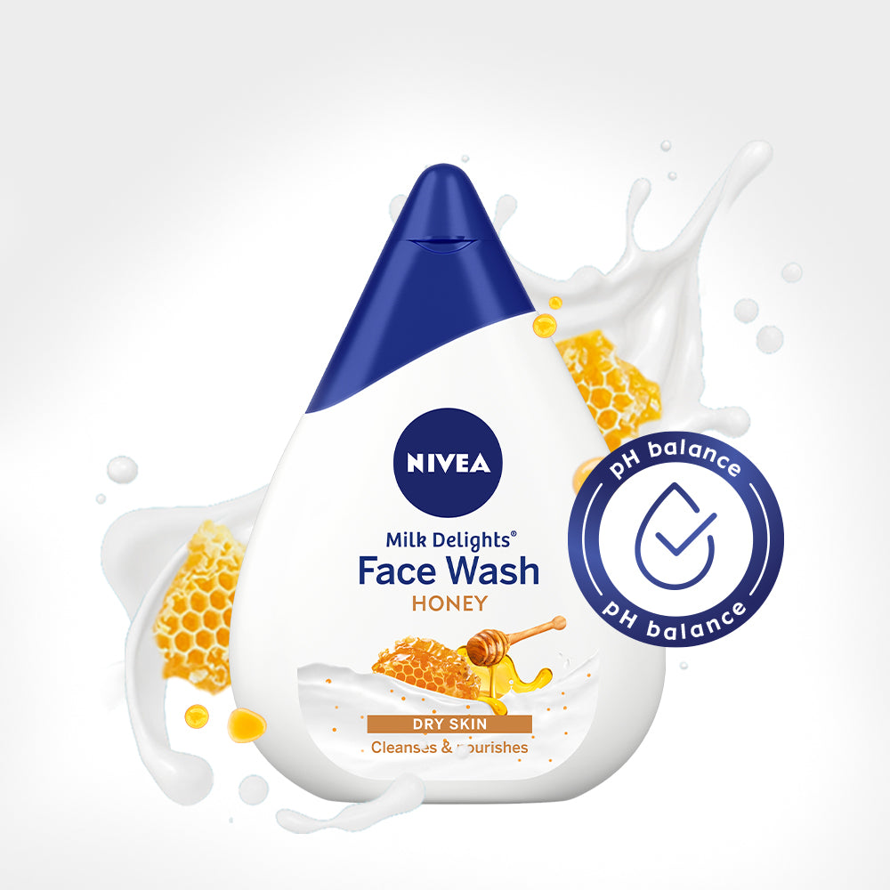 Nivea Milk Delights Face wash with Honey for Dry Skin, ph balanced for Gentle cleansing & nourishing